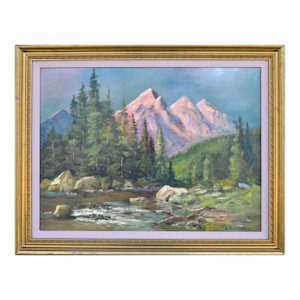 Mid Century Three Sisters Peaks - Majestic Oregon Landscape by N. Mueller