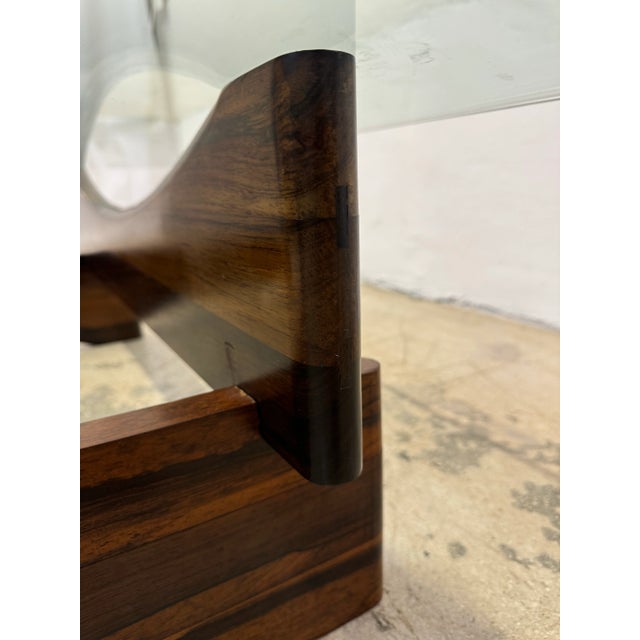 Mid-Century Brazilian Rosewood and Glass Coffee Table, 1960s For Sale - Image 11 of 12