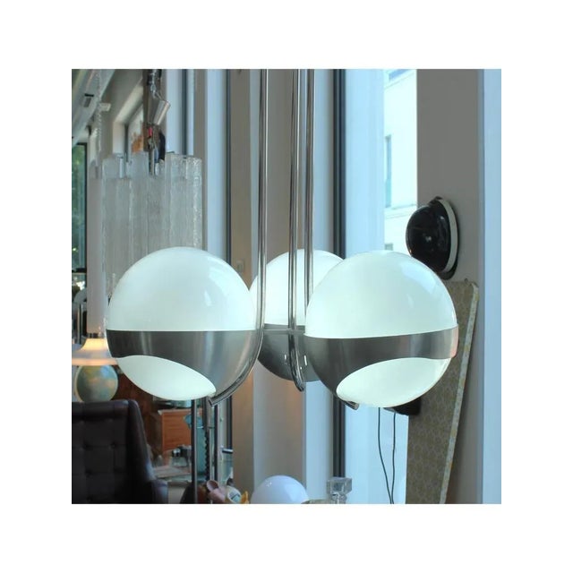 3-Light Chandelier in Glass and Stainless Steel from Lamperti, 1970s For Sale - Image 14 of 16