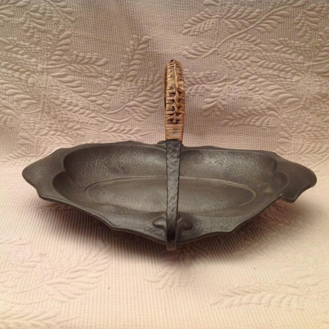 1920s Frank Cobb Arts & Crafts Movement Pewter Handled Basket For Sale - Image 4 of 13