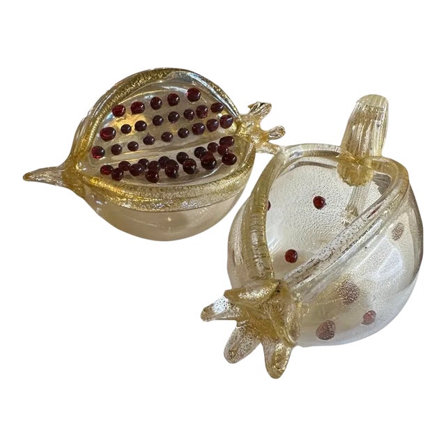 Pair of Late 20th Century Venetian Glass Pomegranates by Romeo Gigli For Sale