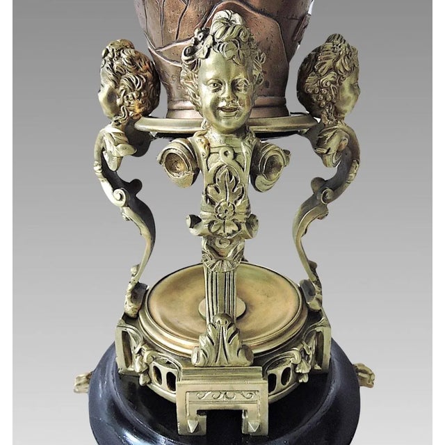 Messenger Phipson Antique Side or Occasional Table, Japanese Meiji Bronze With Cherubs (Putti), Glass & Gilt Top - England For Sale In Tampa - Image 6 of 11