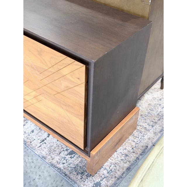 Early 21st Century Lawson-Fenning Walnut & Oak Geometric Three Door Sideboard Credenza For Sale - Image 5 of 12