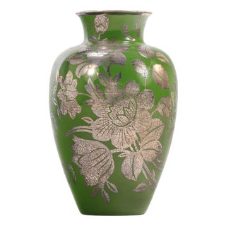 A Swedish Patinated Bronze Vase With Silver Overlay, 20th C. For Sale