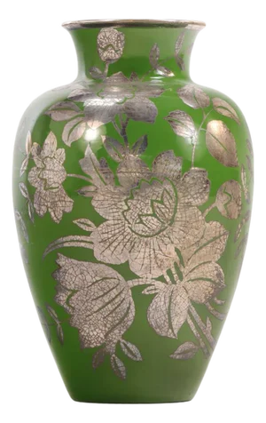 A Swedish Patinated Bronze Vase With Silver Overlay, 20th C.