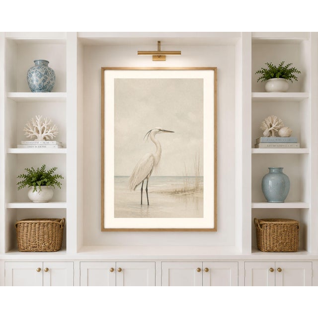 Not Yet Made - Made To Order White Egret Coastal Study, Minimalist Bird Wall Art Print, 16" X 24" For Sale - Image 5 of 6
