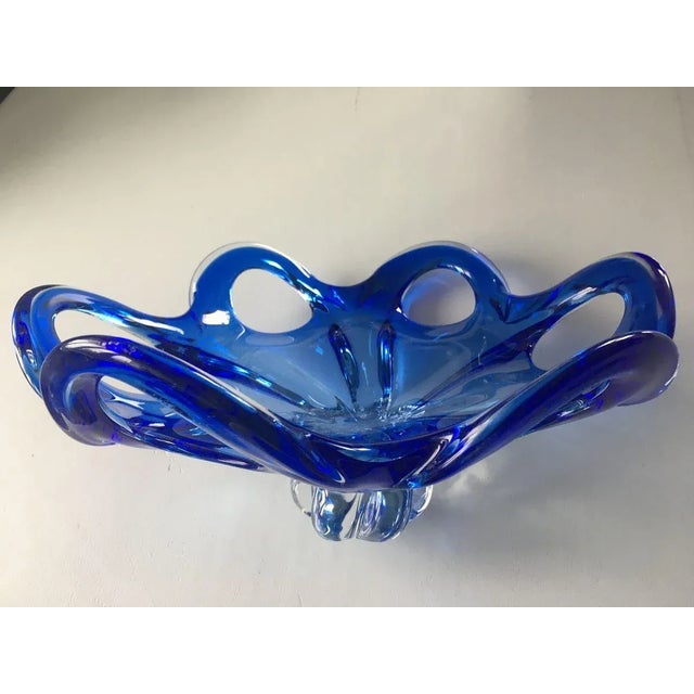 Vintage Blue and White Murano Glass Bowl, 1950s For Sale - Image 11 of 18