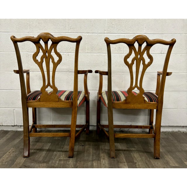 Vintage Chippendale Style Dining Arm Chairs - Pair For Sale - Image 12 of 12