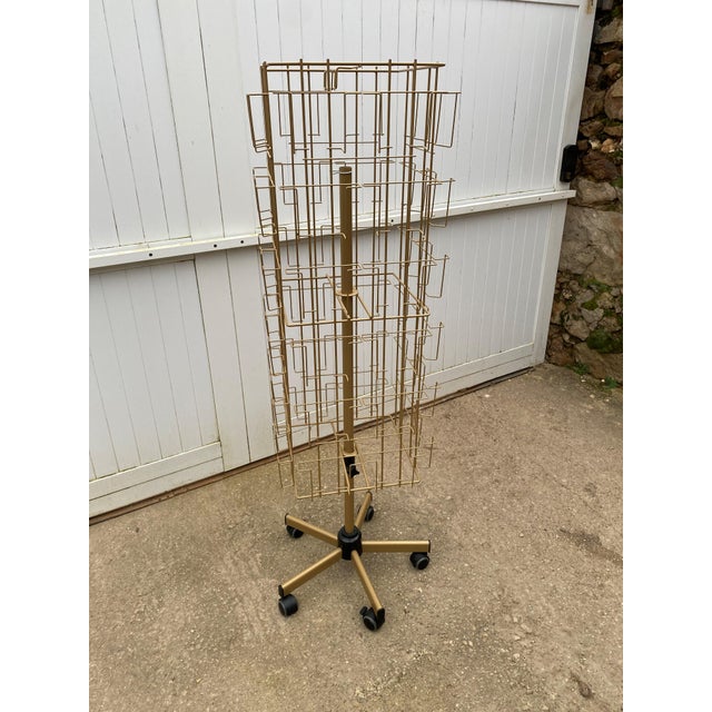 Gold Swivel Postcard Holder on Casters Gold, 1990s For Sale - Image 8 of 17