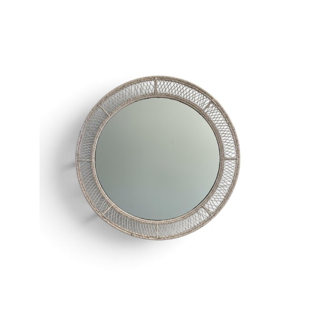 Wicker and Rattan Round Mirror 1950 For Sale - Image 11 of 12
