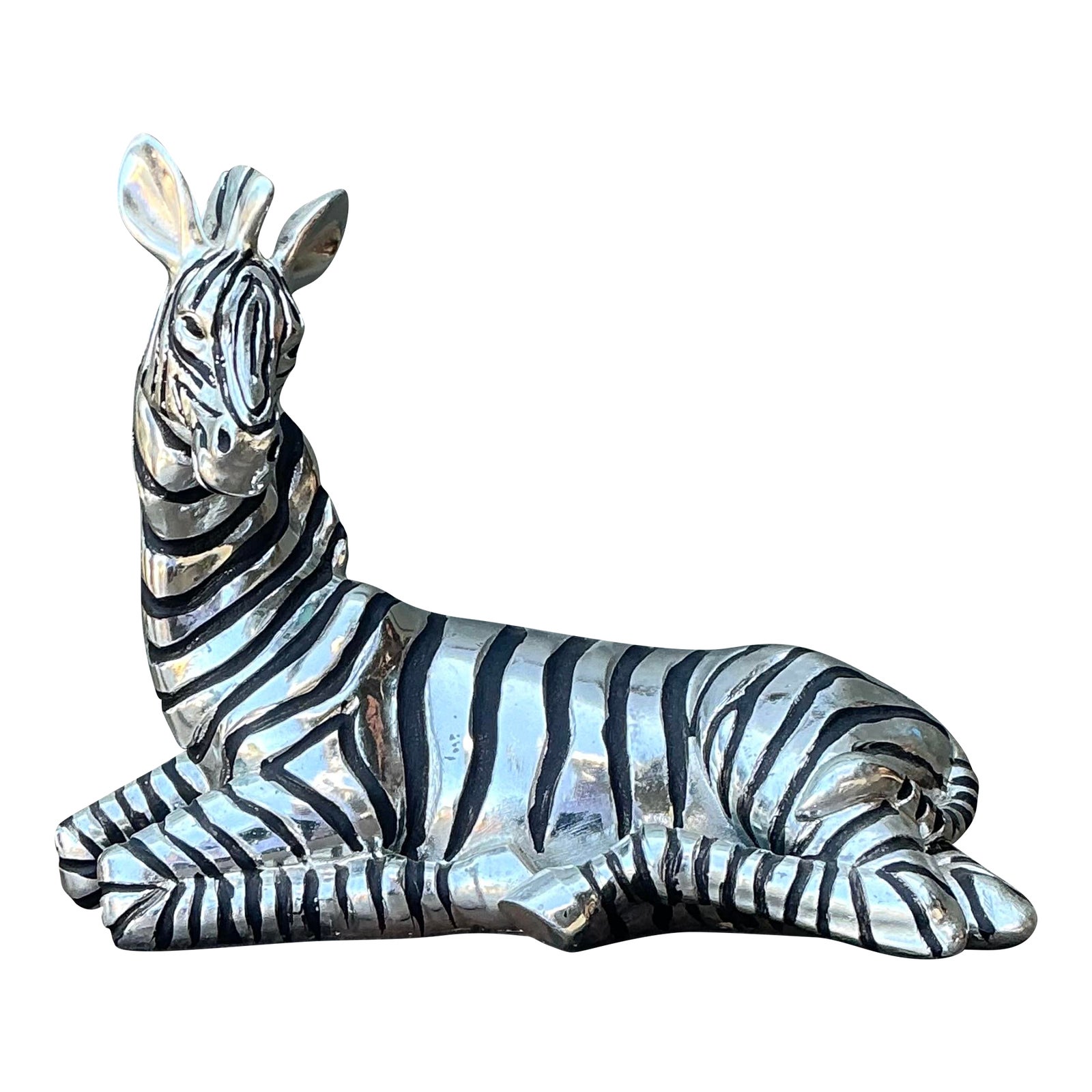Vintage Silver Mirrored Zebra | Chairish