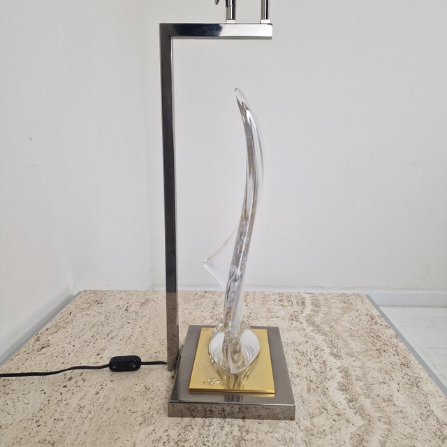 Vintage Hollywood Regency Glass Sailboat Table Lamp, Italy, 1970s For Sale - Image 9 of 18