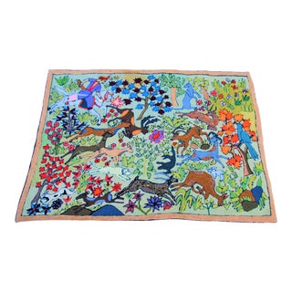 Vintage Middle Eastern Woodland Scene Tapestry For Sale