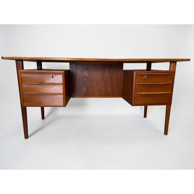 Brown Vintage Danish Teak Executive Desk by Peter Løvig Nielsen, 1973 For Sale - Image 8 of 18