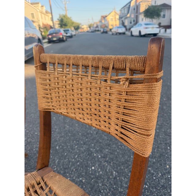 Textile 1960s Hans Wegner Style Weaved Rope Folding Chairs For Sale - Image 7 of 12