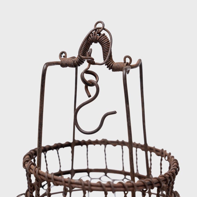 Rustic Chinese Hanging Wire Lantern, C. 1950 For Sale - Image 3 of 4