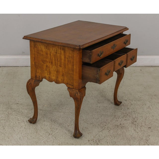 Chippendale Vintage 1920s Benchmade Tiger Maple Lowboy For Sale - Image 3 of 13