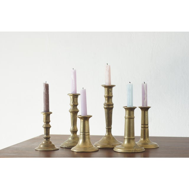 Vintage Brass Candlesticks, 1960s, Set of 6 For Sale - Image 3 of 4