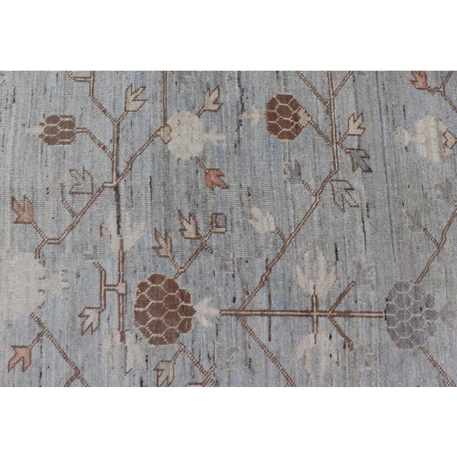 Gray Large All-Over Design Khotan Rug in Grey Blue, Light Brown, Ivory & Taupe For Sale - Image 8 of 15