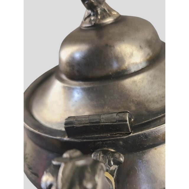 Antique Victorian Aesthetic Figural Hand-Engraved Silver Triple Plate Webster Tea Pot For Sale - Image 9 of 12