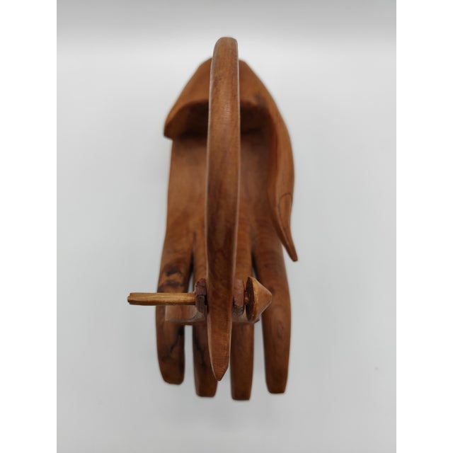 Sculptural Hand-Carved Wooden Wine Bottle Holder, 1950s For Sale - Image 6 of 9