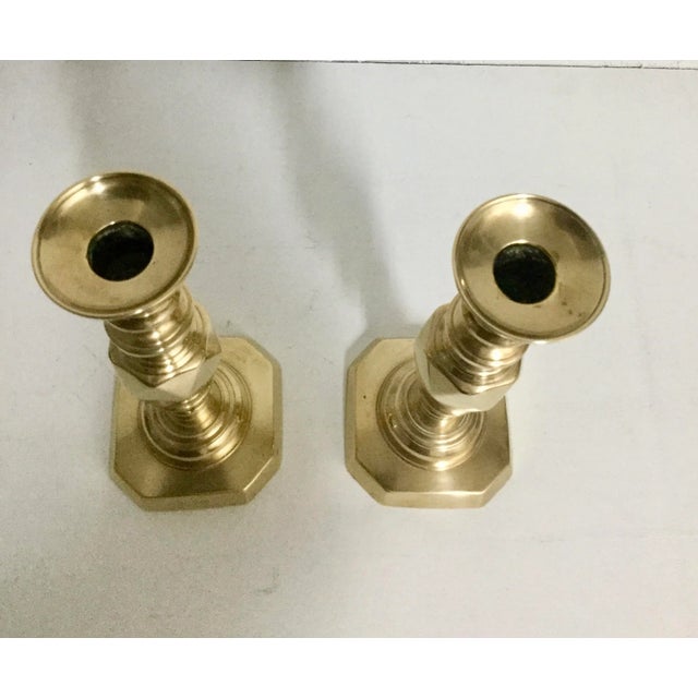 Antique Pair of Victorian English Brass Candlesticks – Queen Victoria Diamond Jubilee, 1897 For Sale - Image 10 of 11