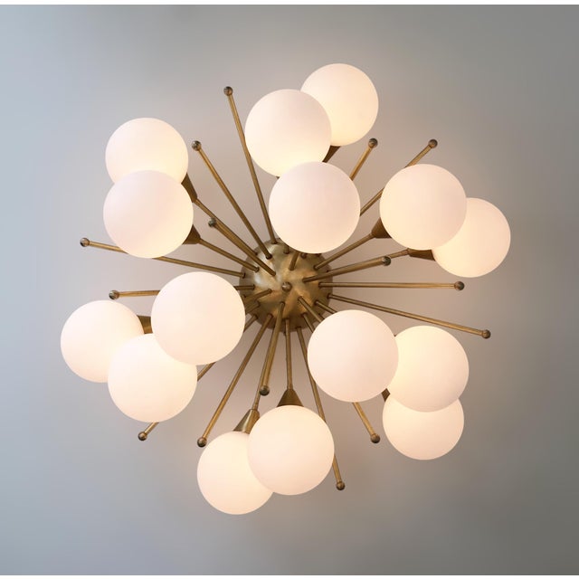 21st Century Mezzo Satin Brass Matte White Murano Flush Mount by Fabio LTD For Sale - Image 9 of 10
