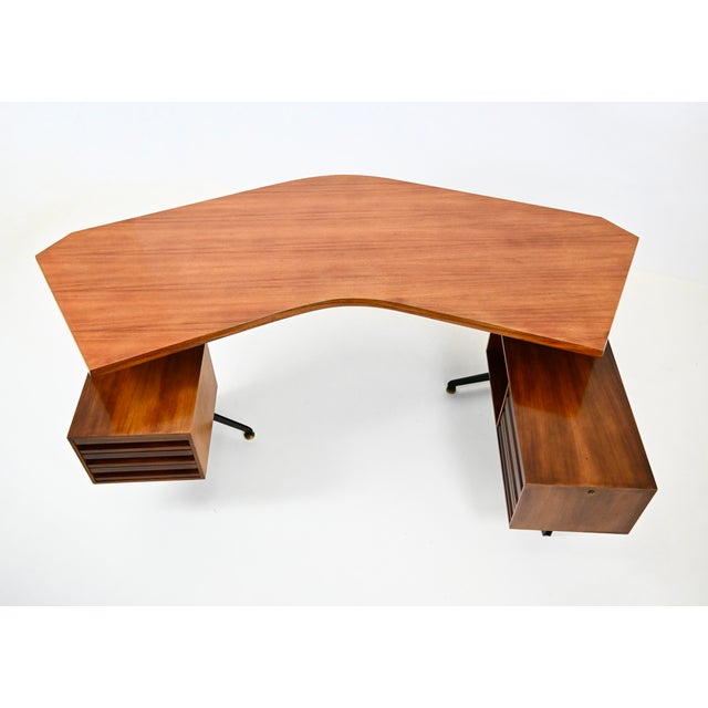 1950s Vintage Boomerang Desk by Osvaldo Borsani for Tecno, 1950s For Sale - Image 5 of 14