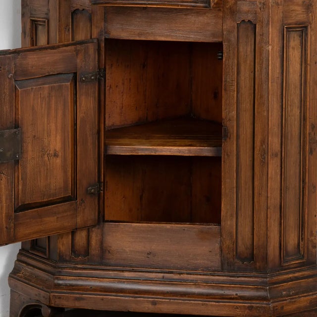 Antique Swedish Dark Pine Corner Cabinet Cupboard, Circa 1800 For Sale - Image 10 of 13