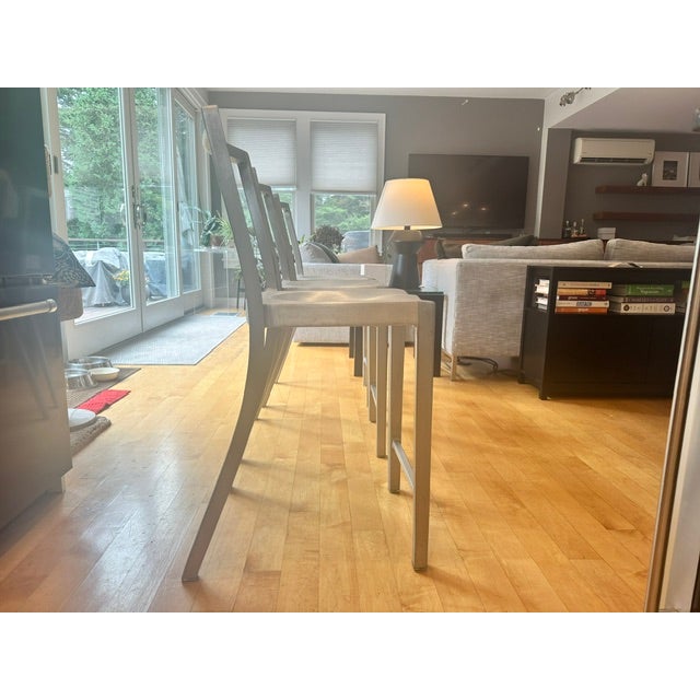 Set of 3 Philippe Starck Icon Counter Stools for Emeco, Hand-Brushed Aluminum For Sale - Image 10 of 12