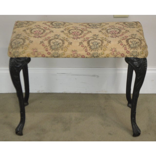 Antique Rococo Style Iron Leg Vanity Bench For Sale - Image 4 of 13