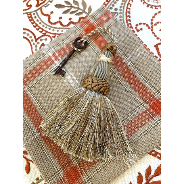 Sage Green Key Tassels With Looped Ruche - a Pair For Sale - Image 11 of 12