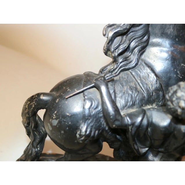 1930s 1930s Large Black Patinated Horse & Trainer Equestrian Metal Statue Sculpture For Sale - Image 5 of 12