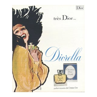1974 French Vintage Dior Perfume Advertisement Print by Gruau For Sale