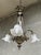 Vintage Bronze Pendant Light with Frosted Glass Shades, 1920s For Sale - Image 9 of 18