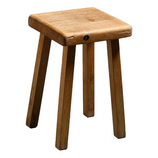 Vintage Pine Stool, France, 1980s For Sale