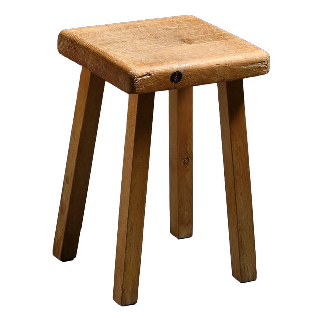 Vintage Pine Stool, France, 1980s For Sale