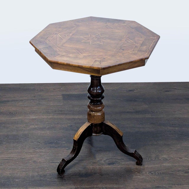 Traditional Antique Octagonal Marquetry End Table For Sale - Image 3 of 6