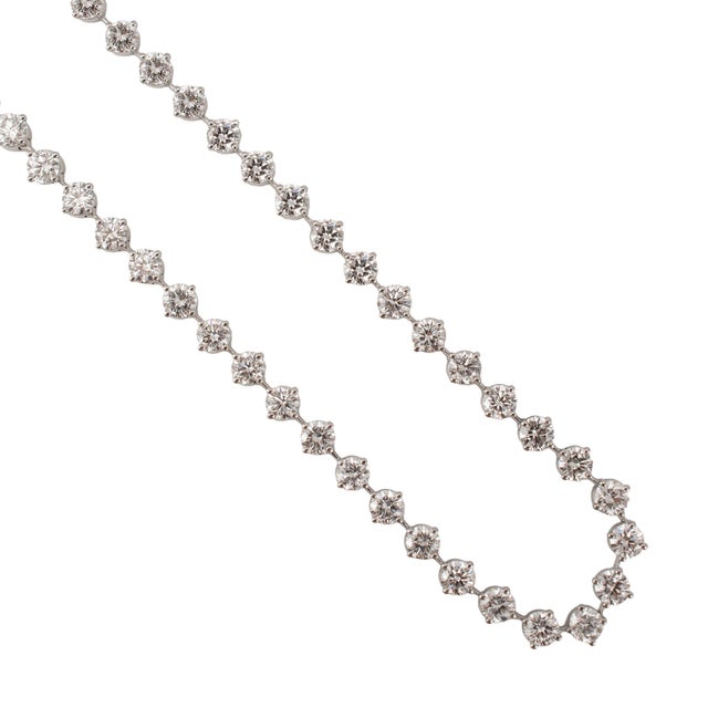 Modern 950 Platinum CTW Lab Grown Diamond Pin Hinge Link Tennis Chain Necklace For Sale - Image 3 of 8