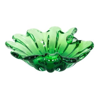 1960s Green European Art Glass Bowl For Sale