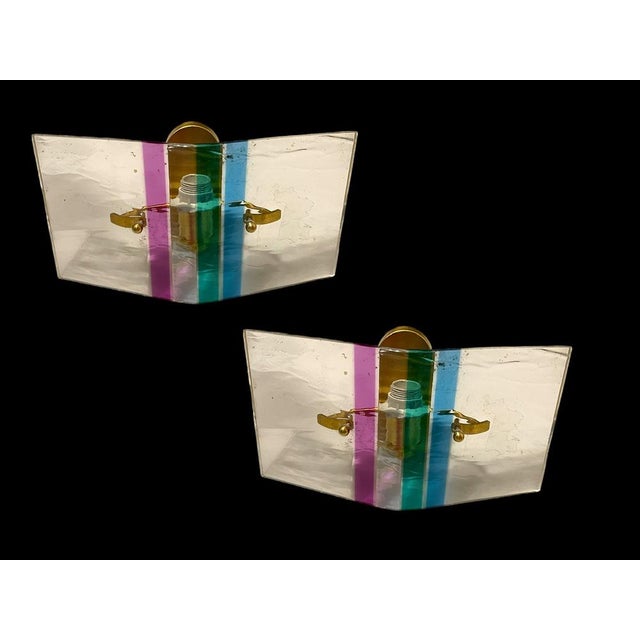 Brass and Acrylic Sconces, 1980s, Set of 2 For Sale - Image 6 of 15