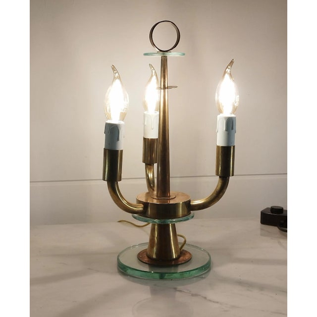 Brass Table Lamp in the style of Pietro Chiesa for Fontana Arte, Italy, 1940s For Sale - Image 3 of 7