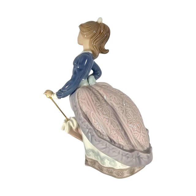 Blue Lladro #5212 Evita Girls With Parasols Spanish Porcelain Figurine 7" For Sale - Image 8 of 15