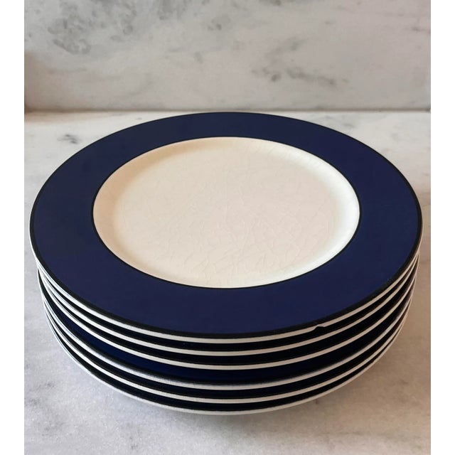 1990s Vintage Italian Pagnossin Treviso Blue Dinner Plates - Set of 6 For Sale - Image 5 of 8