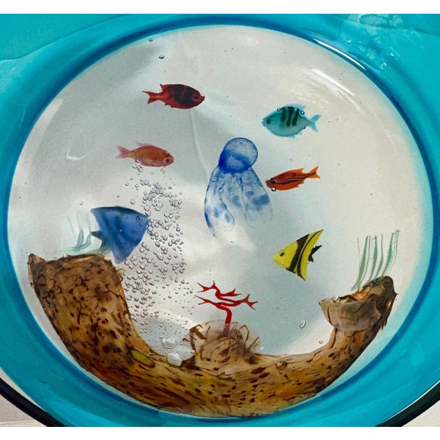 Price reduced $1,500. Now only $4,500! Beautiful handmade Murano glass aquarium on pedestal stand, measuring 29 inches...