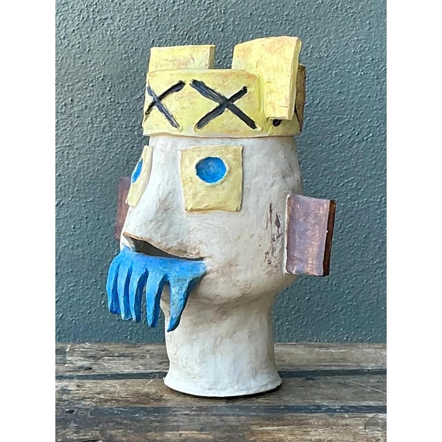 Late 20th Century Vintage Abstract Ceramic Bust Sculpture For Sale - Image 5 of 12
