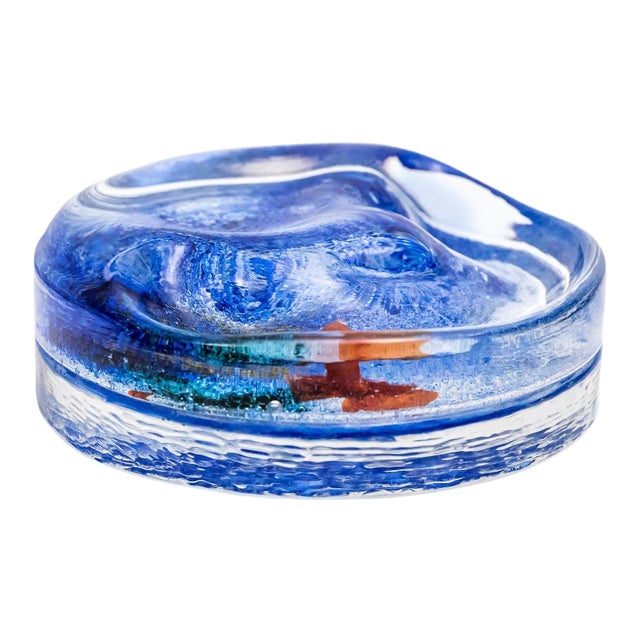 Alfredo Barbini Clear Glass Vide-Poche with Polychrome Oxide, 1970s For Sale
