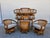 Six Jim Peed for Hickory Manufacturing Model 5105 Swivel Chairs with matching low table. An incredibly difficult set to...