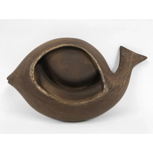 Ceramic 1950's Ceramic Cathall/Ashtray With Orange Glaze by Jaru of California For Sale - Image 7 of 8