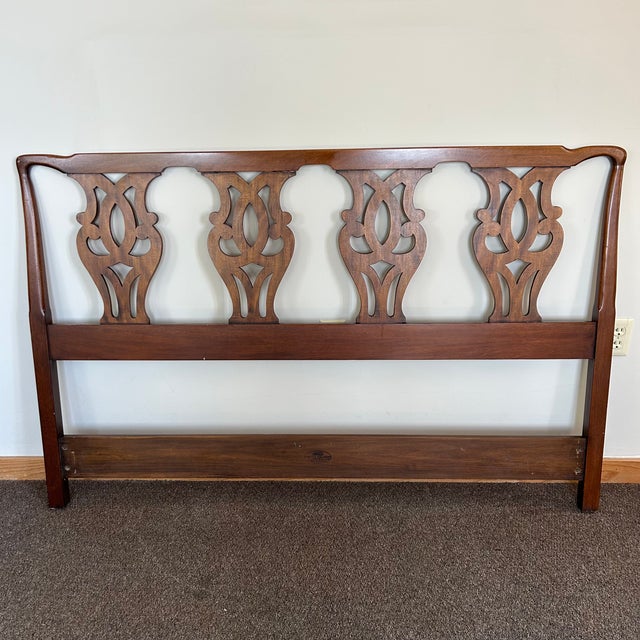 Wood 1980s Henkel-Harris Mahogany Queen Size Headboard Only For Sale - Image 7 of 9